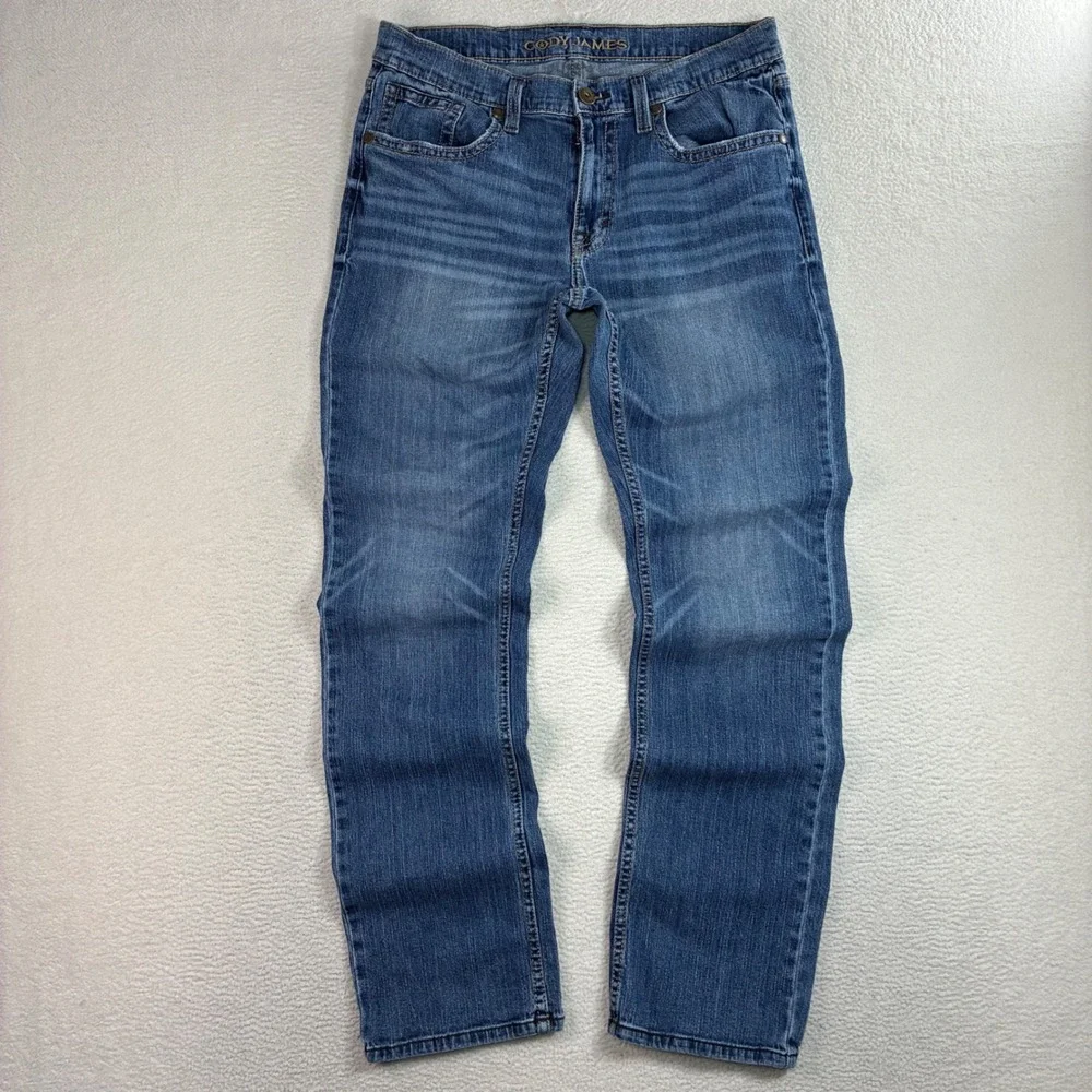 Cody James Jeans Men 33x34 Blue Faded Whiskered Straight Bootcut Western Cowboy